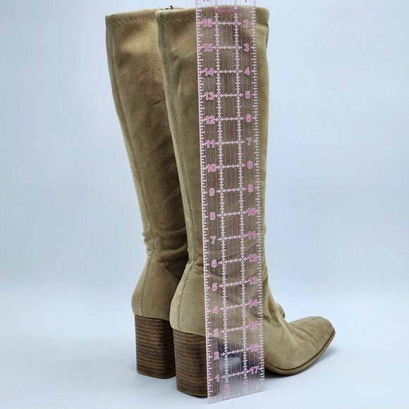 Candie's Y2K Faux Suede Camel Tan Tall Heeled Boots Size 8 - Picture 11 of 12